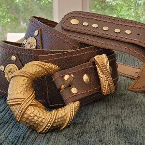 Brand New BOHO STYLE - women's handcrafted belt- 100% grain leather - size large